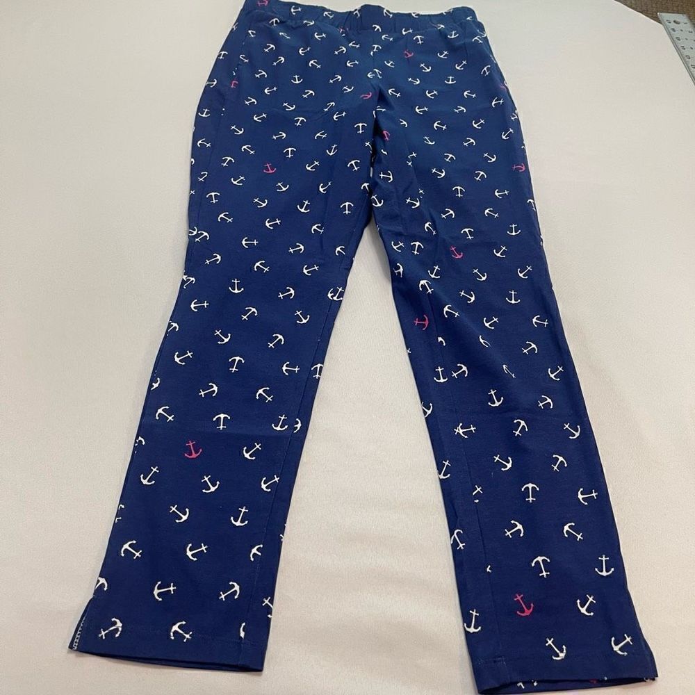 NWT AnaClare Navy Blue Tilted Anchor Pants Size Medium New